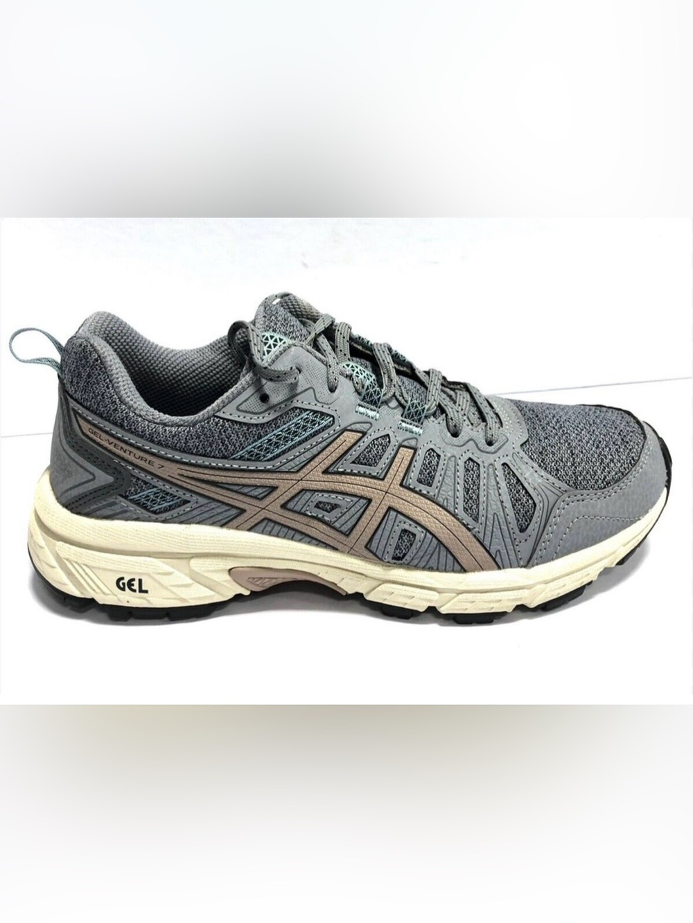 ASICS Women's Gray Mesh Sneaker with Taupe Accents